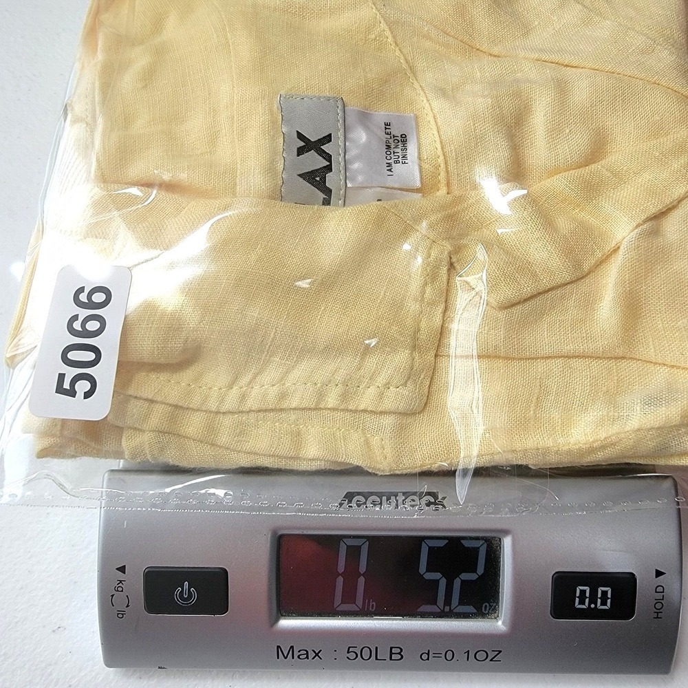 Flax Linen Tunic Top Women S Button Collar Pockets Yellow Quiet Luxury Lagenlook - Picture 14 of 14